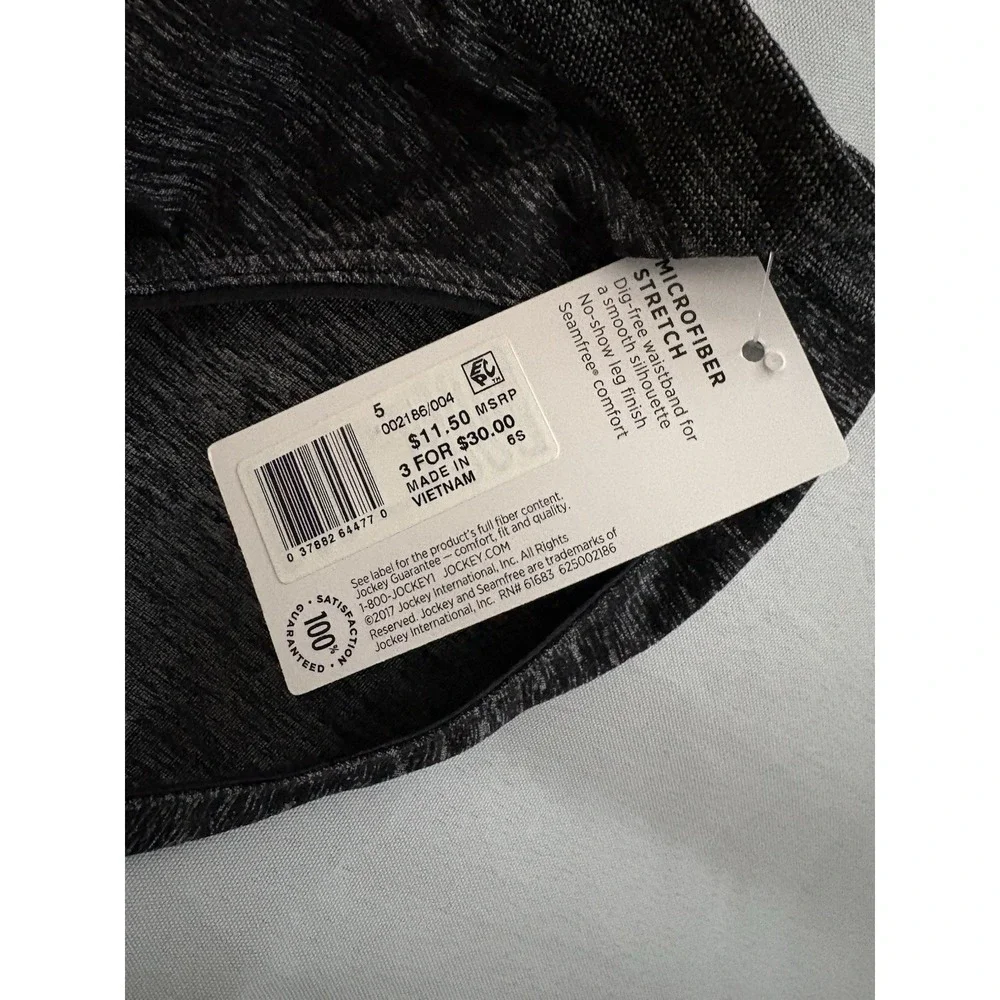 NEW Jockey Smooth and Shine Heathered Black Bikini 2 Pair Women's Size 5 Small